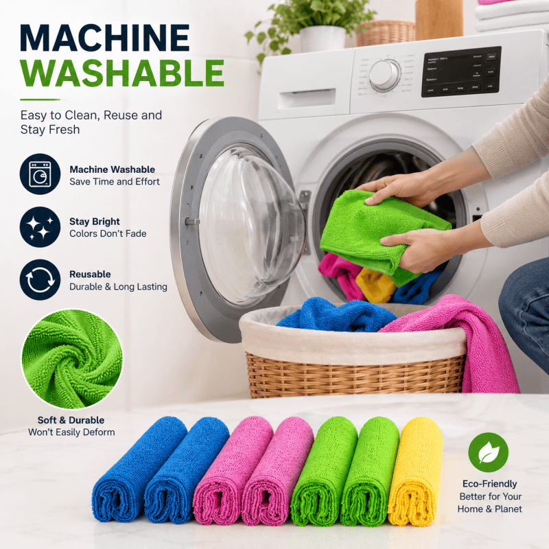 8PCS Microfibre Mop Cloth Set Reusable Cleaning Pads 4 Colour Floor Mop Replacement - Birmingham Toys & More