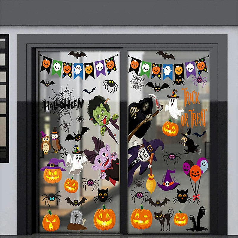 Halloween Window Stickers – 9 Sheets Witch Pumpkin Ghost Decorations
