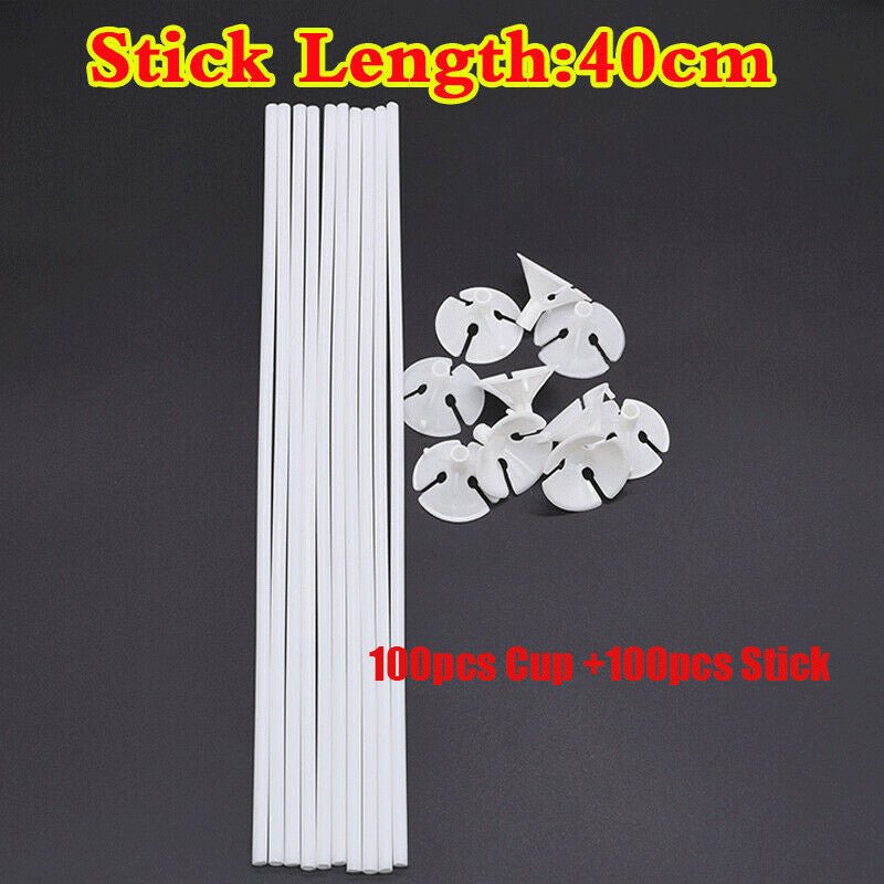 100pcs White Balloon Sticks And Cups Stand For Party Birthday Wedding Decoration - Birmingham Toys & More