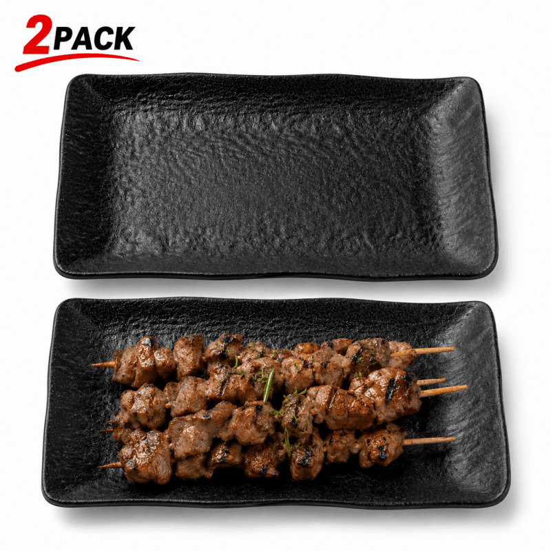 2Pack 32 x 21cm Black Melamine Serving Plate Rectangular Dish Lightweight Tableware Appetiser Plate Sushi Plate - Birmingham Toys & More