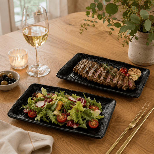 2Pack 32 x 21cm Black Melamine Serving Plate Rectangular Dish Lightweight Tableware Appetiser Plate Sushi Plate - Birmingham Toys & More