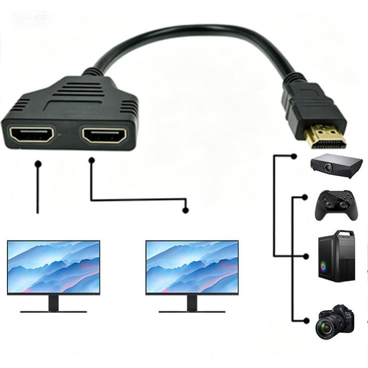 3PCS 1080P HDMI Port Male to 2 Female 1 In 2 Out Splitter Cable Adapter Converter - Birmingham Toys & More
