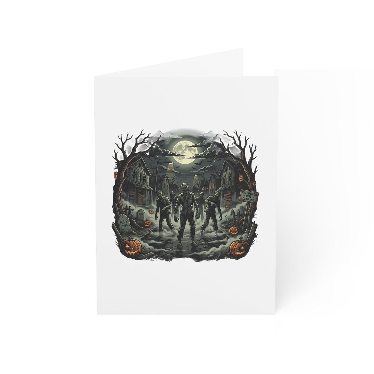 Halloween Zombie Haunted Toy Shop Greeting Card — Pack of 1/10/30/50