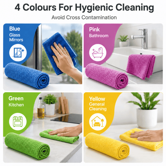 8PCS Microfibre Mop Cloth Set Reusable Cleaning Pads 4 Colour Floor Mop Replacement - Birmingham Toys & More