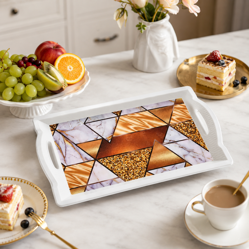 Large Serving Tray with Grip Handles – Breakfast in Bed, Tea & Food Prep