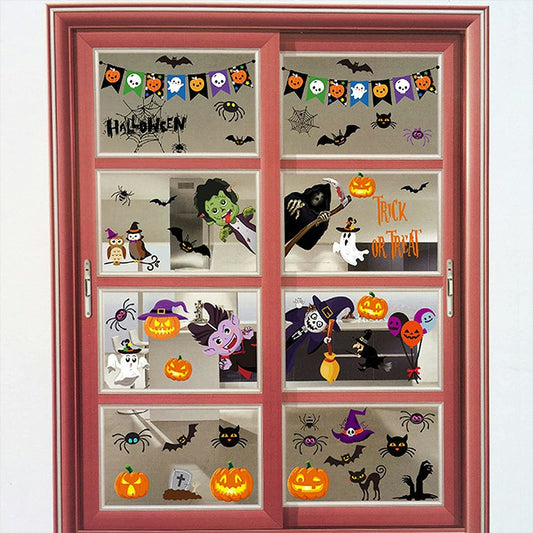 Halloween Window Stickers – 9 Sheets Witch Pumpkin Ghost Decorations