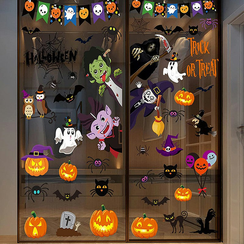 Halloween Window Stickers – 9 Sheets Witch Pumpkin Ghost Decorations