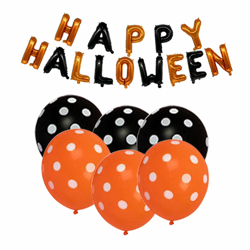 Halloween Party Balloon Decoration Kit – Bat, Latex Balloons, Tassels & Letters