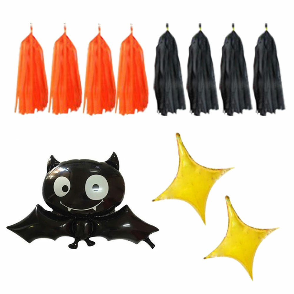 Halloween Party Balloon Decoration Kit – Bat, Latex Balloons, Tassels & Letters