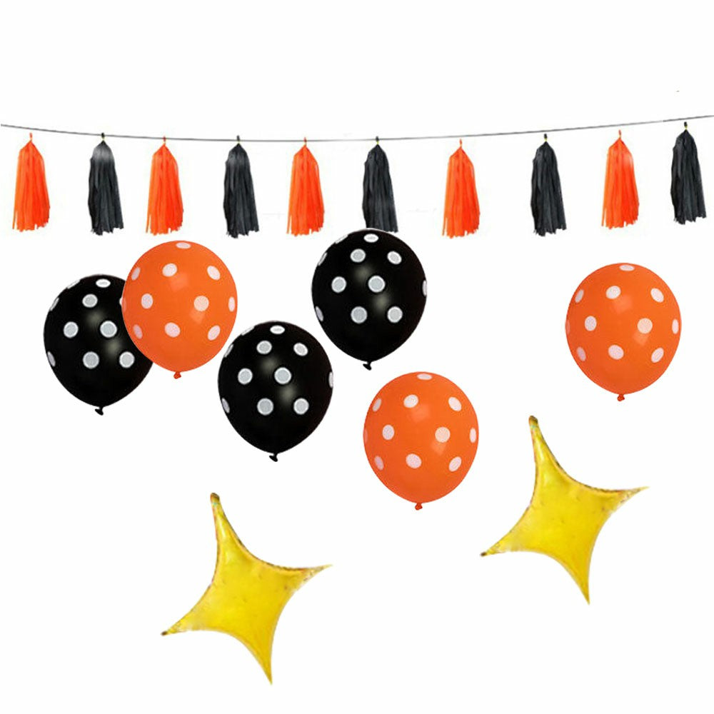 Halloween Party Balloon Decoration Kit – Bat, Latex Balloons, Tassels & Letters