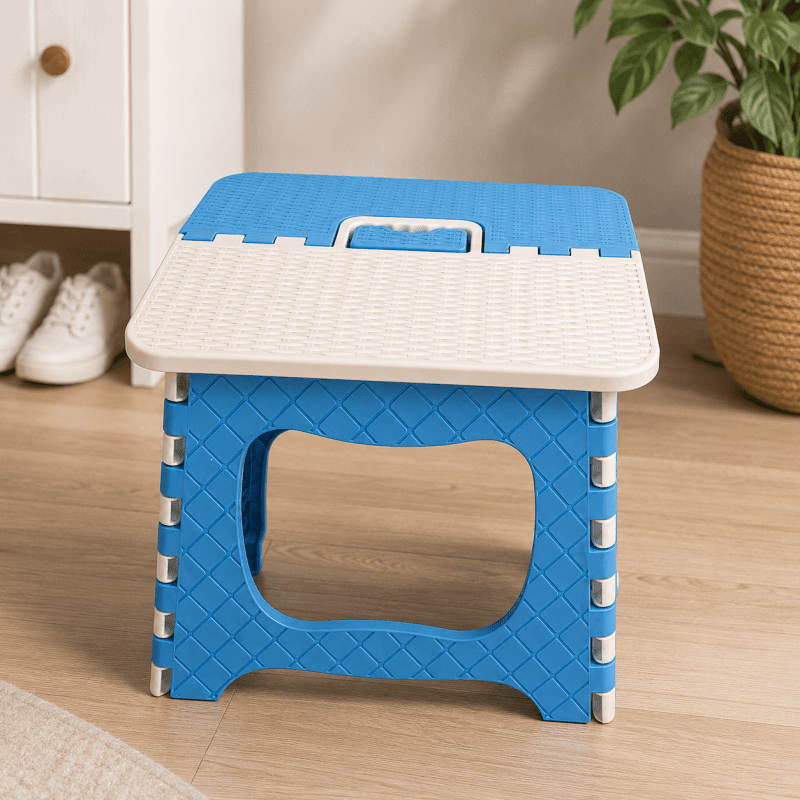Blue Heavy Duty Folding Step Stool with Carry Handle Foldable Useful Camping Stool - Birmingham Toys & More