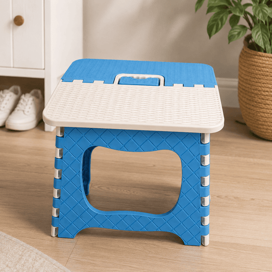 Blue Heavy Duty Folding Step Stool with Carry Handle Foldable Useful Camping Stool - Birmingham Toys & More