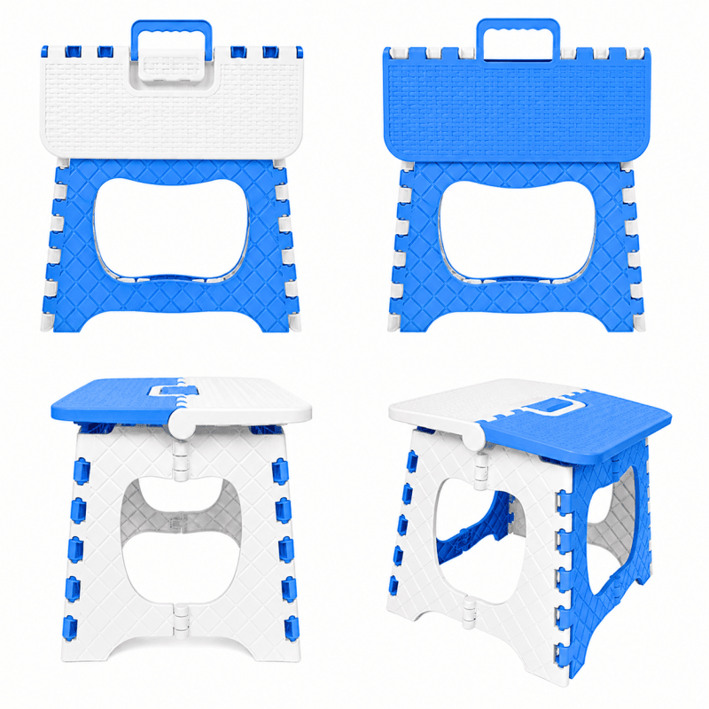Blue Heavy Duty Folding Step Stool with Carry Handle Foldable Useful Camping Stool - Birmingham Toys & More