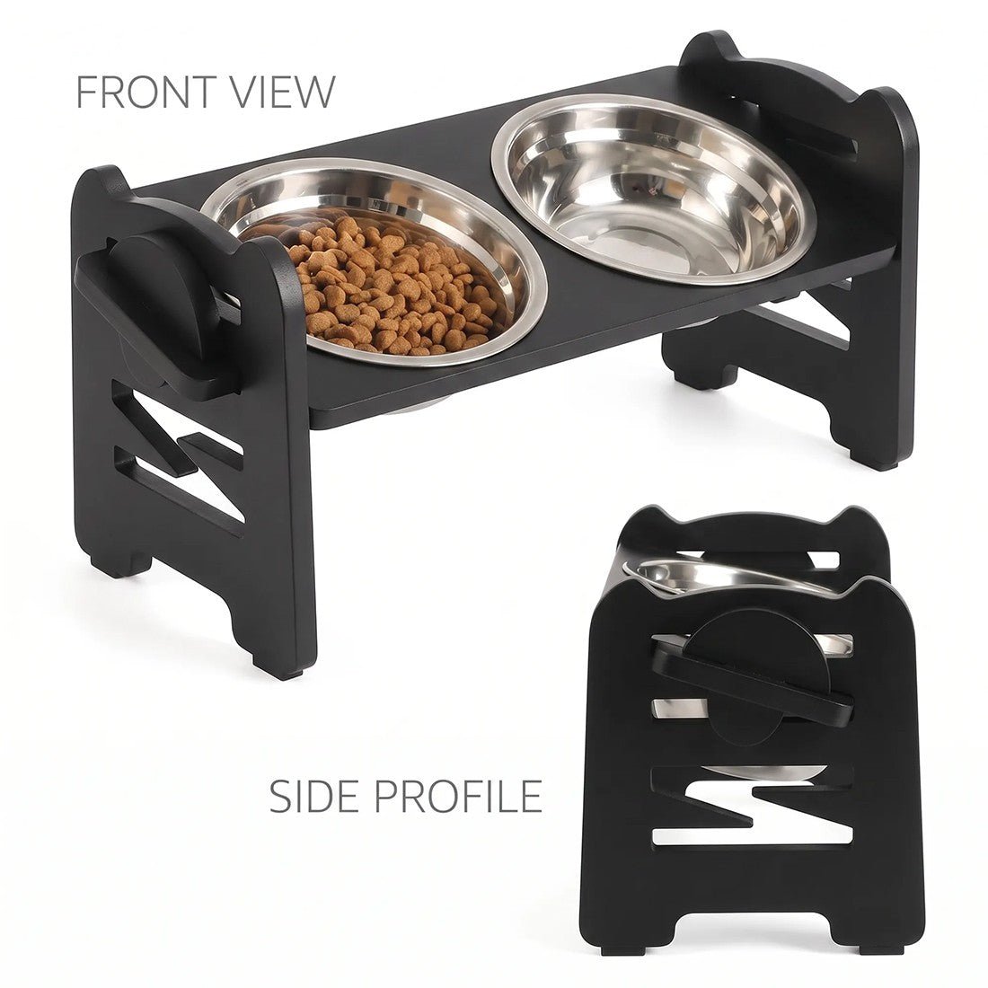 Large Dog Food Feeding Stand Station Stainless Double Raised Bowls Steel Holder - Birmingham Toys & More