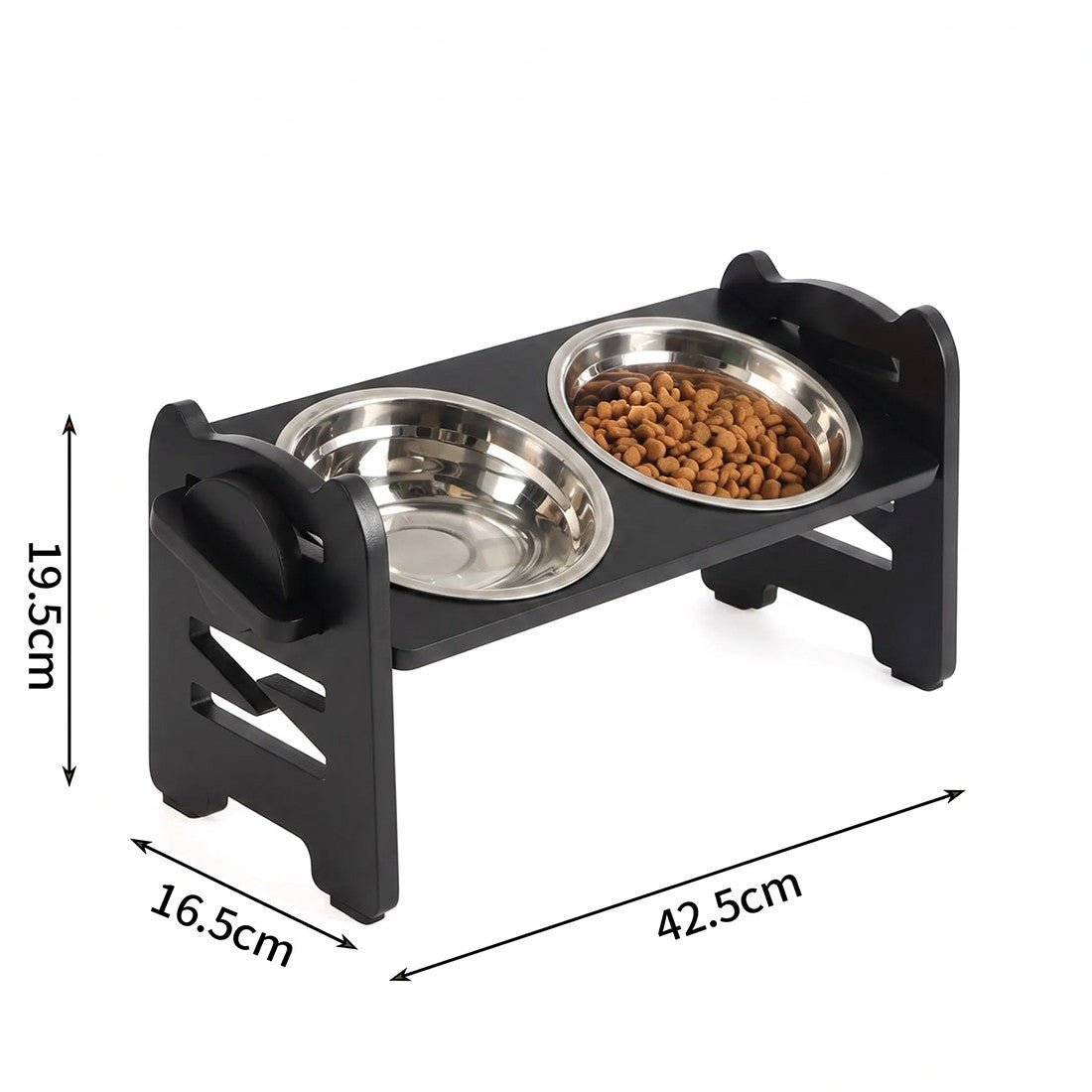Large Dog Food Feeding Stand Station Stainless Double Raised Bowls Steel Holder - Birmingham Toys & More