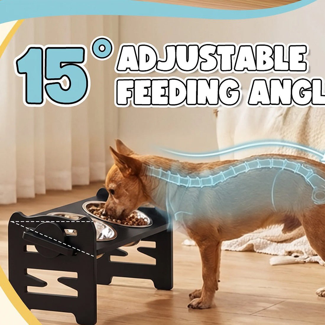 Large Dog Food Feeding Stand Station Stainless Double Raised Bowls Steel Holder - Birmingham Toys & More