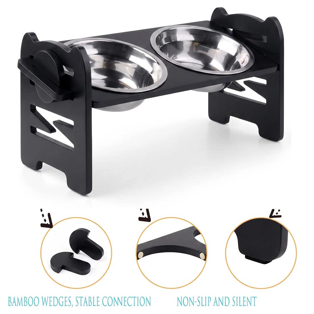 Large Dog Food Feeding Stand Station Stainless Double Raised Bowls Steel Holder - Birmingham Toys & More