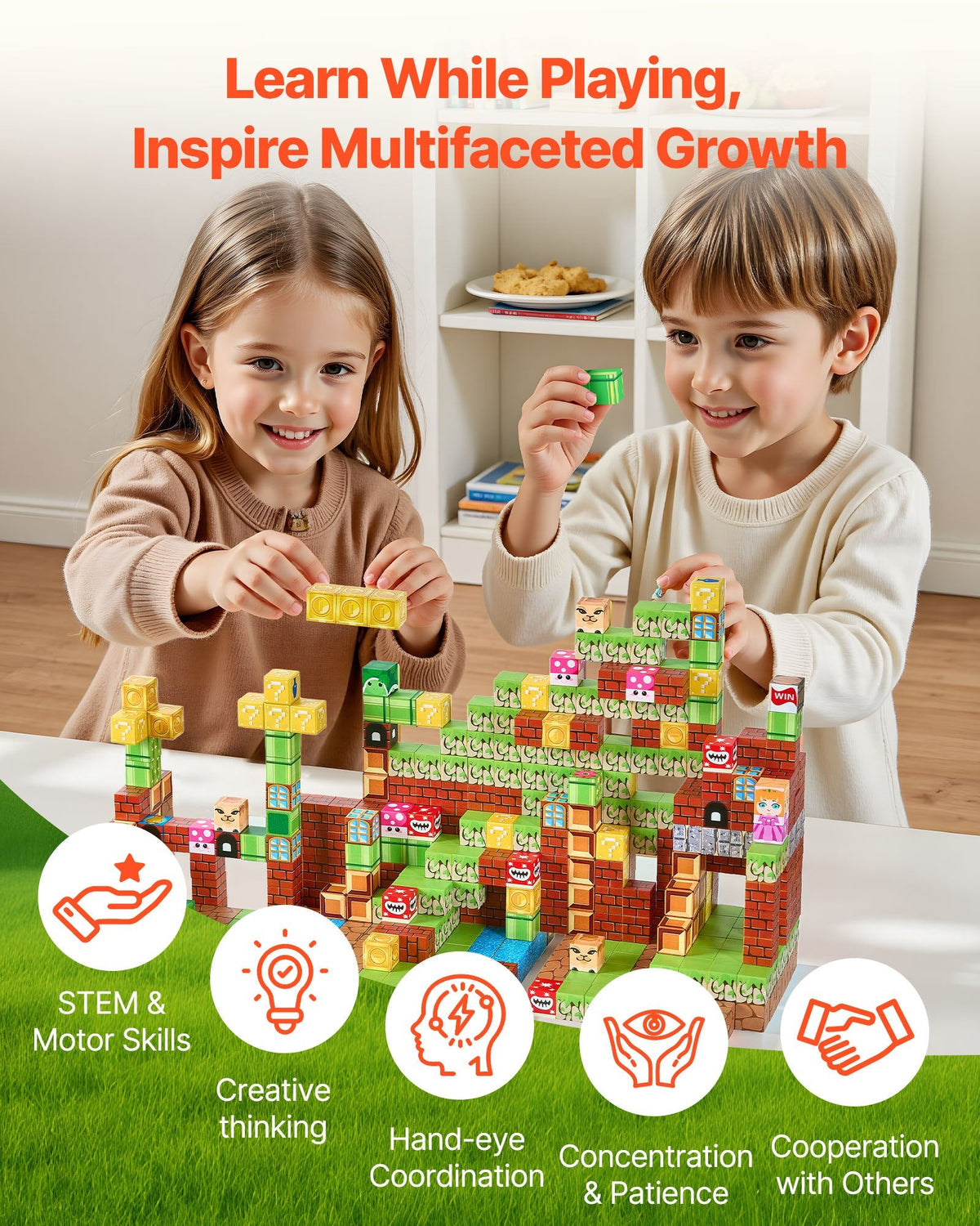 Magnetic Blocks, 100 PCS Magnet Blocks Set, Magnetic Building Cubes For Kids, STEM Montessori Sensory Toys For Christmas Birthday Gift, Construction Stacking Toy For Ages 3 And Years Old Boys & Girls - Birmingham Toys & More