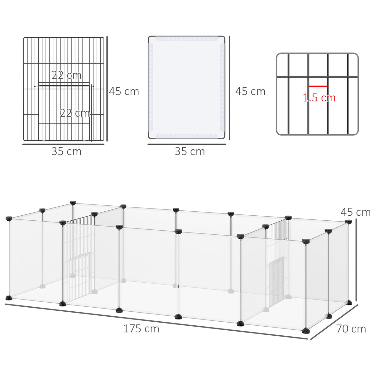 PawHut 18-Panel Small Animal Cage, Pet Playpen, For Guinea Pigs, Hedgehogs - White - Birmingham Toys & More
