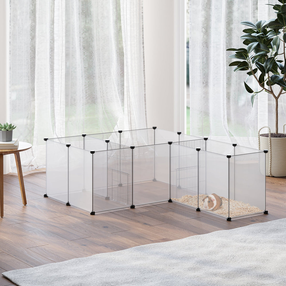 PawHut 18-Panel Small Animal Cage, Pet Playpen, For Guinea Pigs, Hedgehogs - White - Birmingham Toys & More