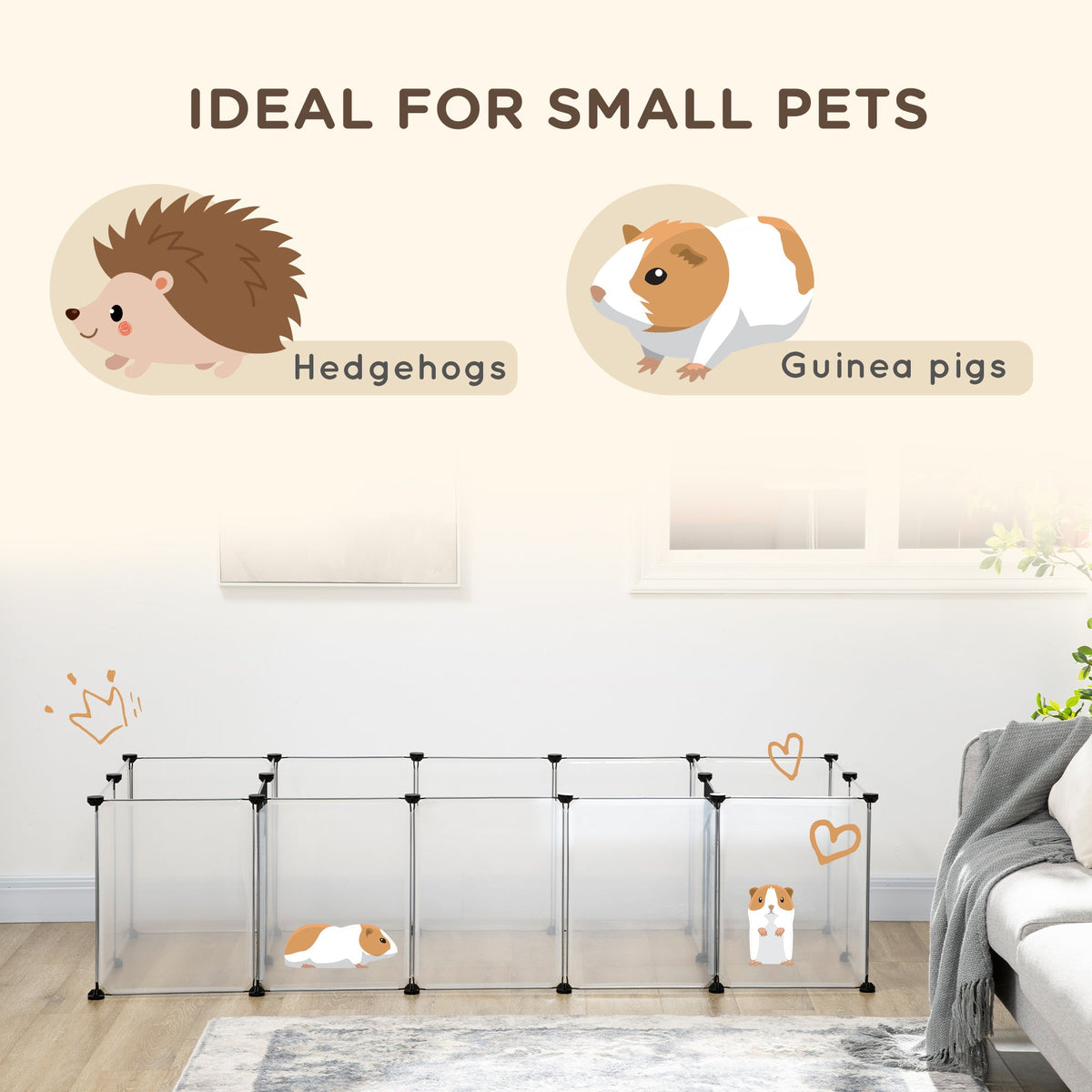 PawHut 18-Panel Small Animal Cage, Pet Playpen, For Guinea Pigs, Hedgehogs - White - Birmingham Toys & More