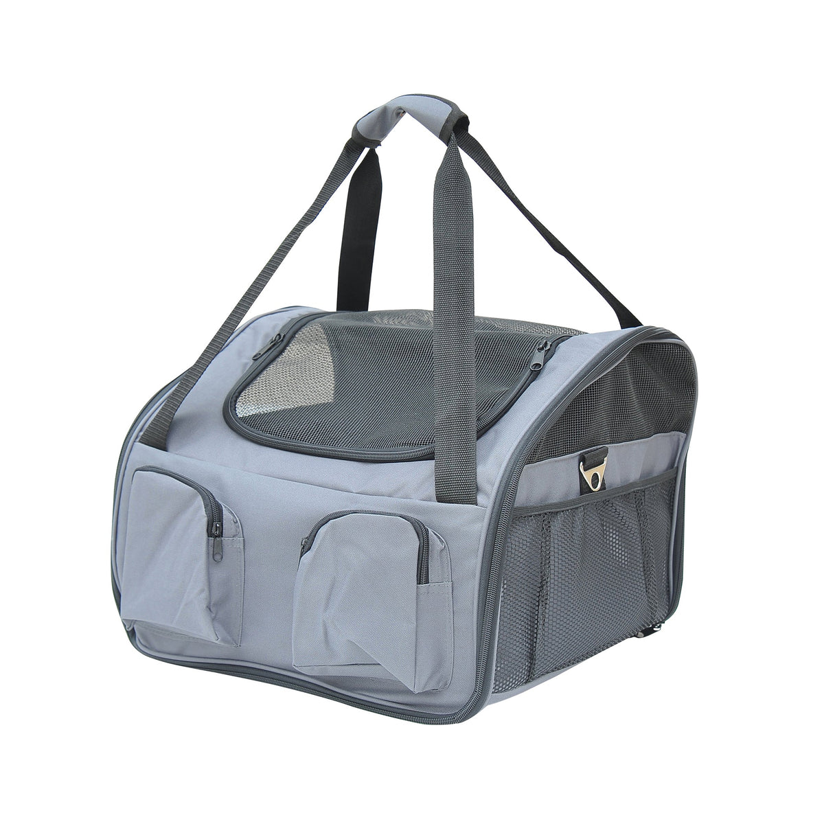 PawHut Pet Carrier Folding Bag Car Seat Cat Dog Puppy Kennel Portable Travel Cage Tote Case Mesh Holder House Grey - Birmingham Toys & More