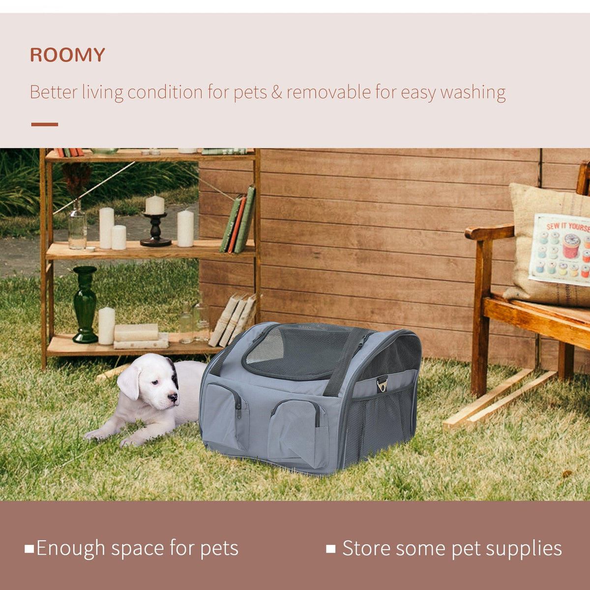 PawHut Pet Carrier Folding Bag Car Seat Cat Dog Puppy Kennel Portable Travel Cage Tote Case Mesh Holder House Grey - Birmingham Toys & More