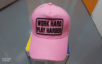 Work Hard Play Harder Pink Baseball Cap