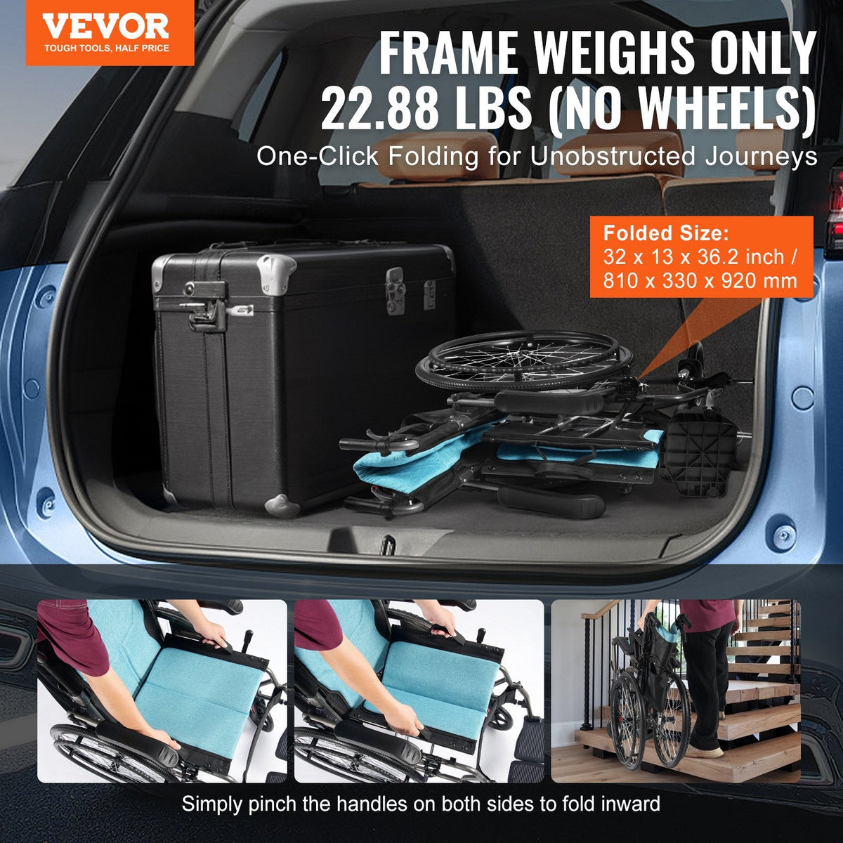 Wheelchair, Durable Aluminum Alloy Ultra-Lightweight Wheelchairs, Portable Wheelchair With Flip-Back Desk-Length Arms, 3-Position Adjustable Footrests, 18-Inch Wide Seat, 250lbs Weight Capacity - Birmingham Toys & More